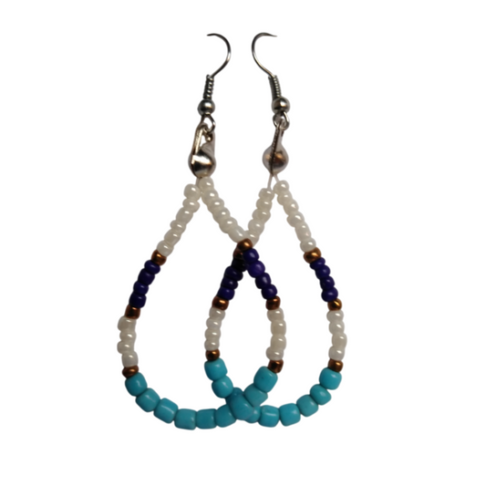 Teardrop Beaded Hoops Earrings