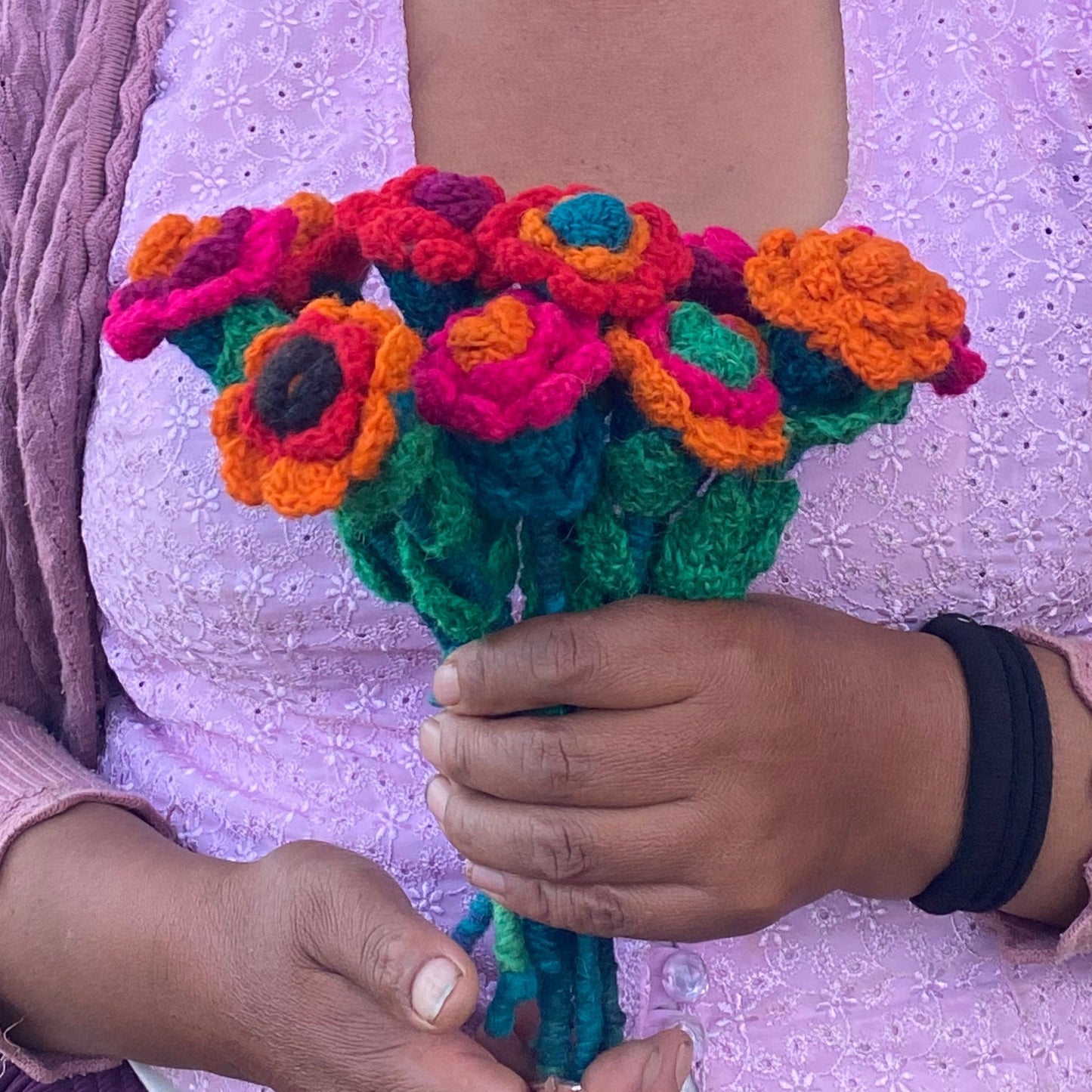 Crochet Hand Made Knitted Mixed Colors Flowers