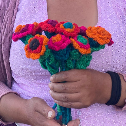 Crochet Hand Made Knitted Mixed Colors Flowers