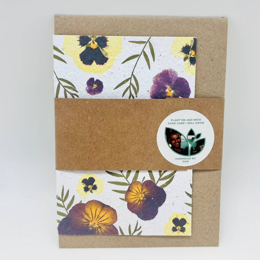 Growing Paper greeting card - Pansy Love: Paper Band