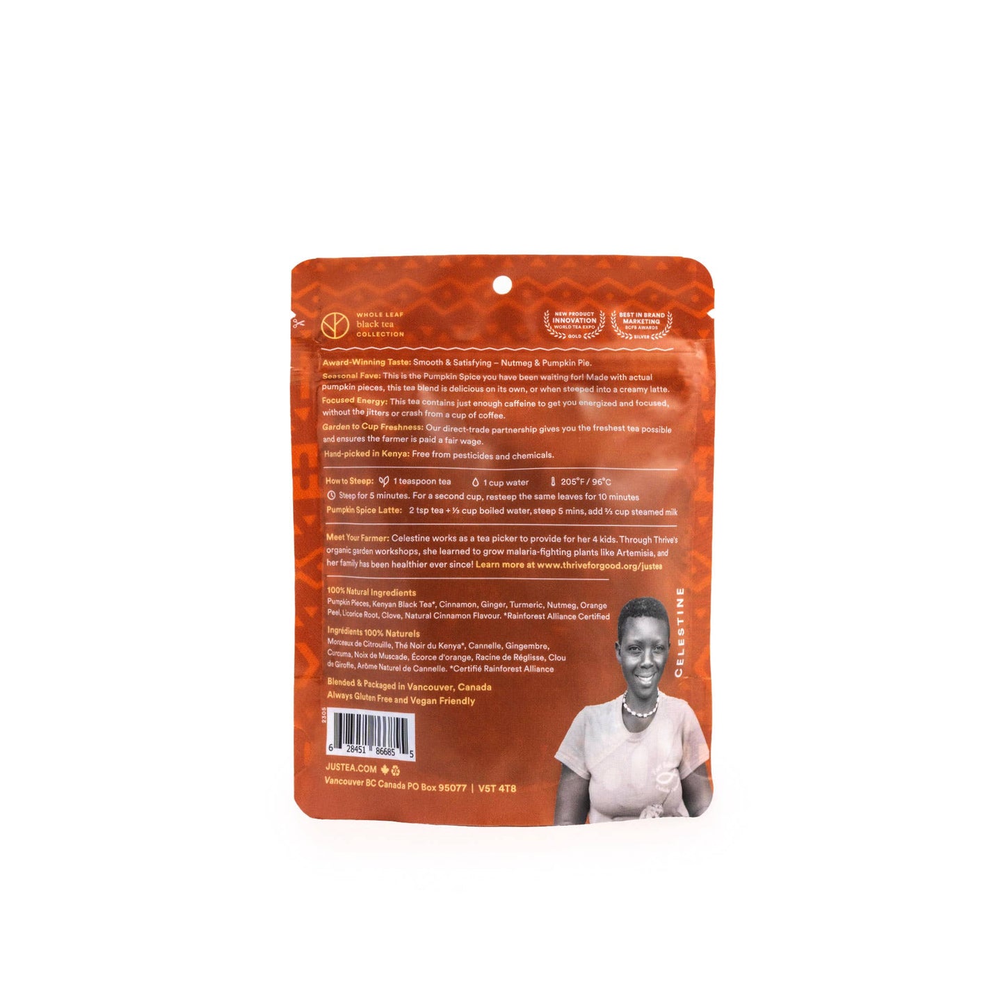 PUMPKIN SPICE Stand-up Pouch -Organic, Fair-Trade, Black Tea