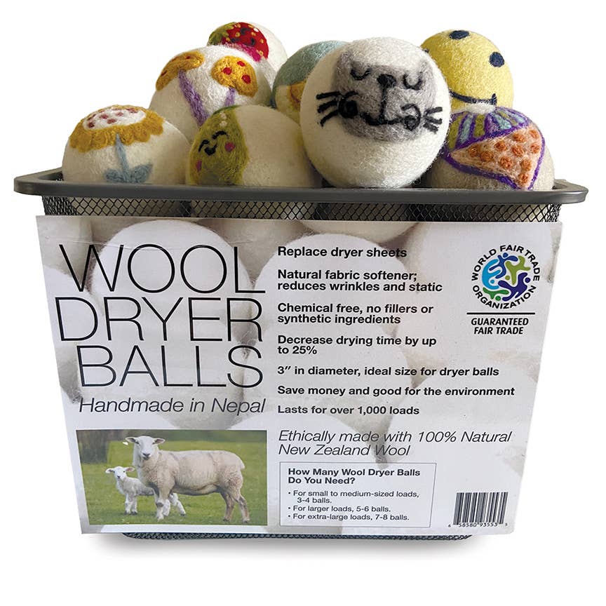 Fruits (Strawberry, Plum, Pear, Bananas) Wool Dryer Balls: Strawberry