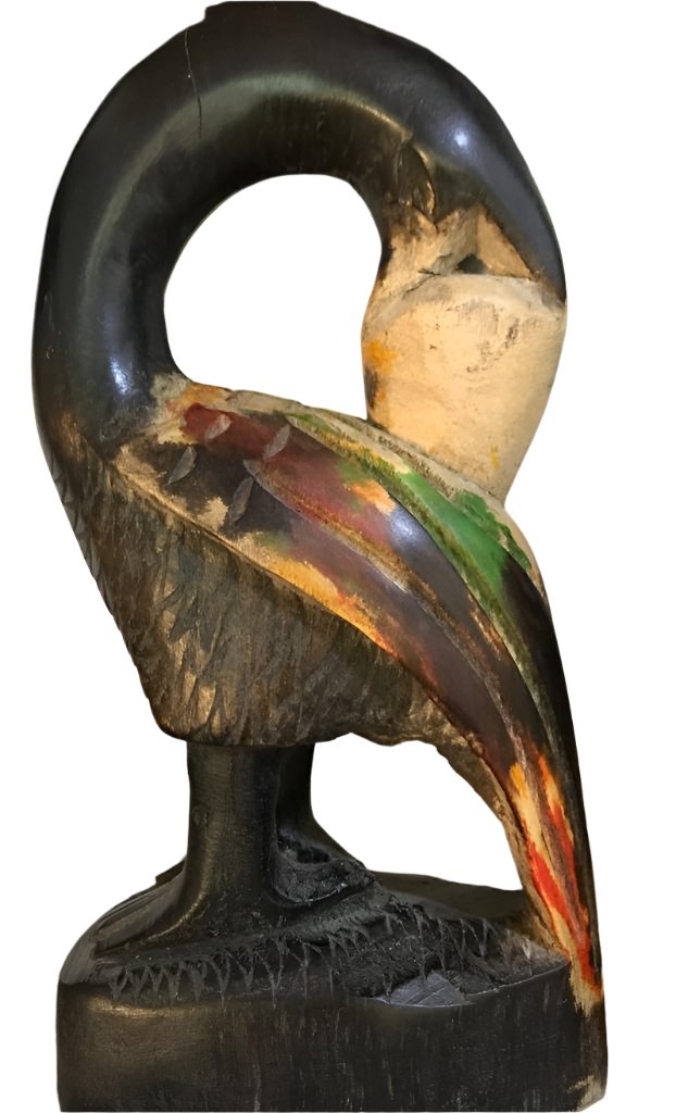 Escultura de madera de pájaro Sankofa hecha a mano (Ghana)