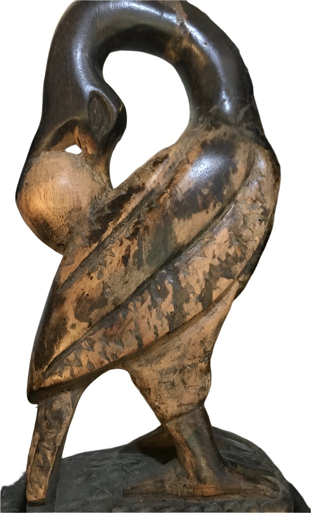 Escultura de madera de pájaro Sankofa hecha a mano (Ghana)