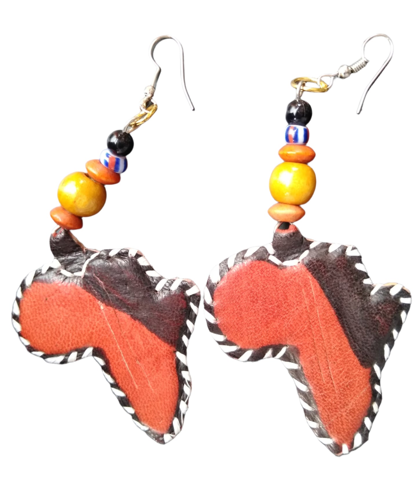 Africa Rising Leather Map Earrings