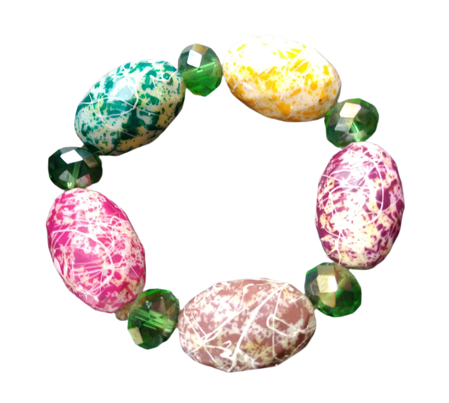 Garden Mosaic Oval Bead Bracelet