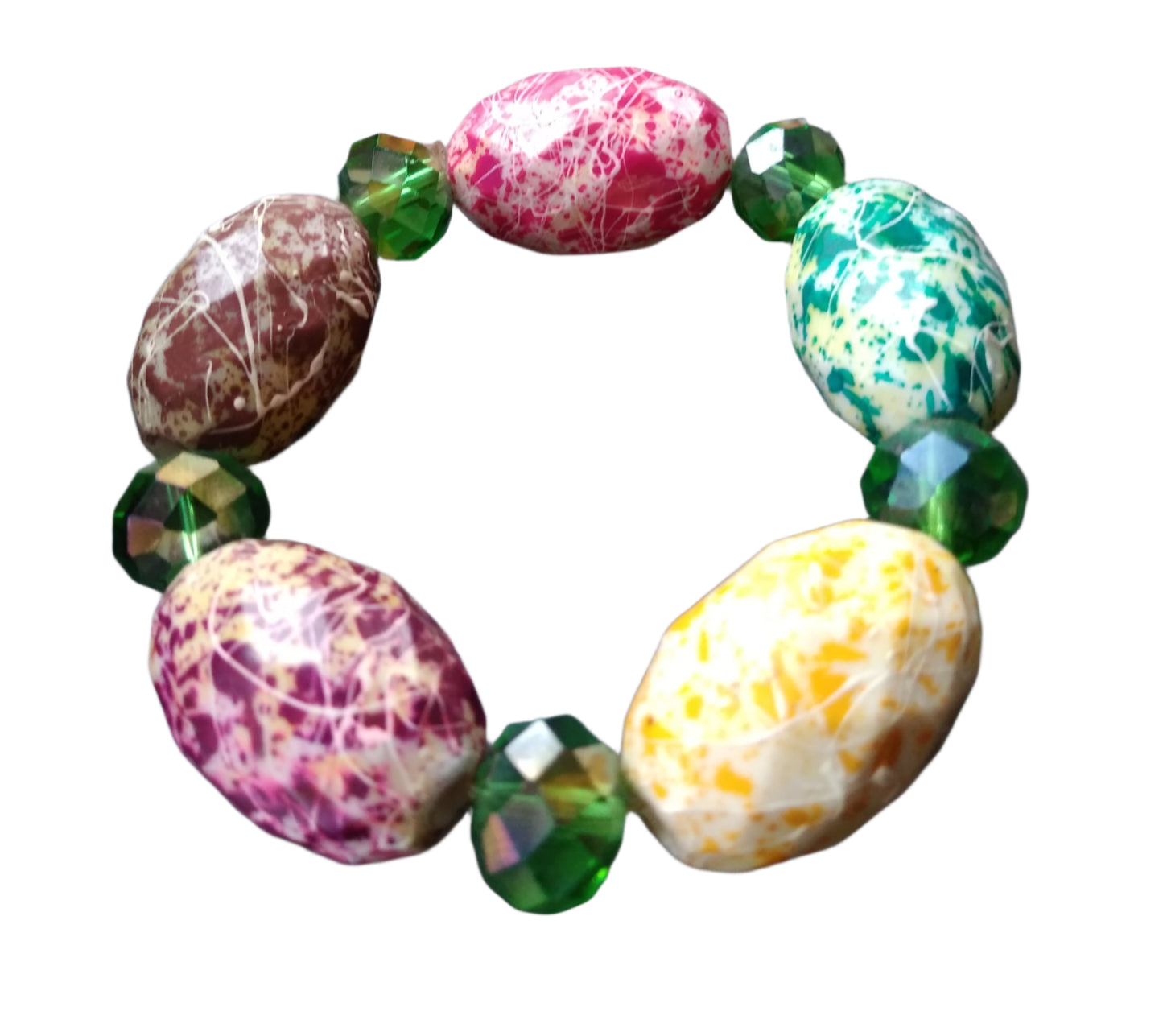 Garden Mosaic Oval Bead Bracelet