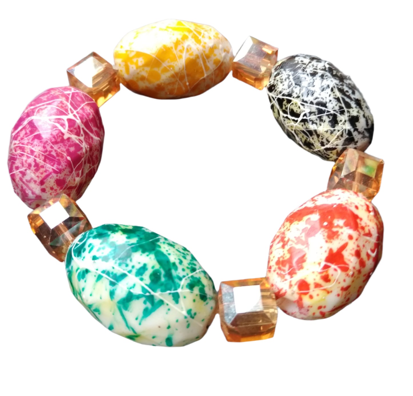 Garden Mosaic Oval Bead Bracelet