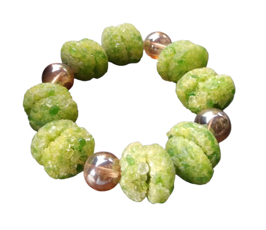 Spring Moss Crystal & Champagne Bracelet