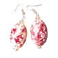 Cranberry Marble Oval Drop Earrings