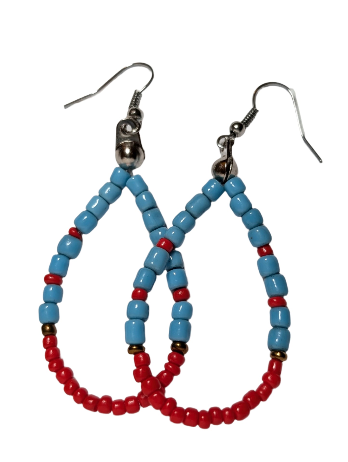 Beaded Hoop Earrings - Tear Drop